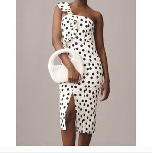 Maeve Black and White Polka Dot Midi Dress